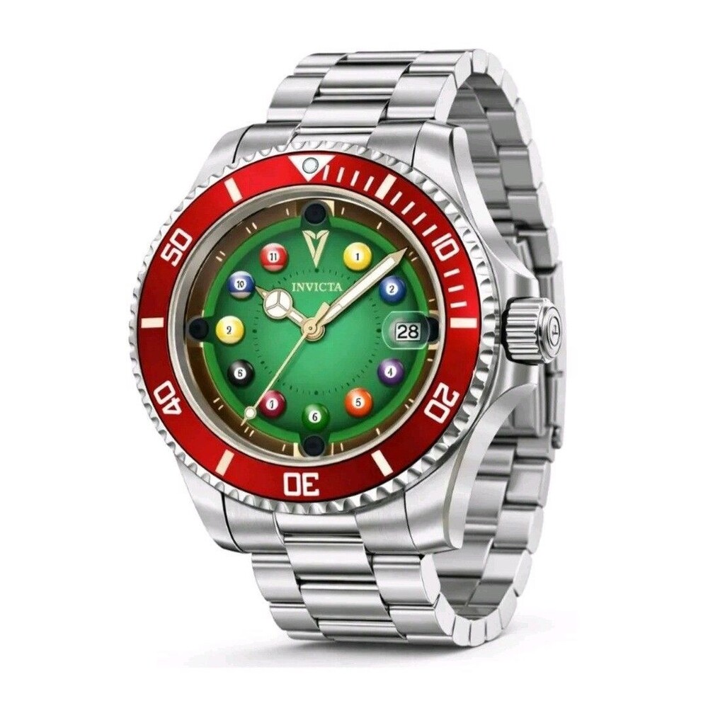 Invicta Pro Diver House of Cards 40mm 50523 Red Stainless Steel Billiards NIB
